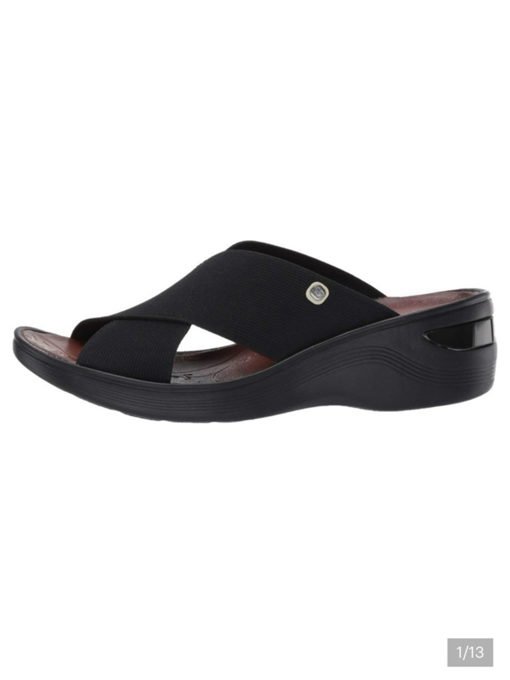 BZEES Desire Wedge Sandals in Black NIB - Size 8.5 Wide MSRP $